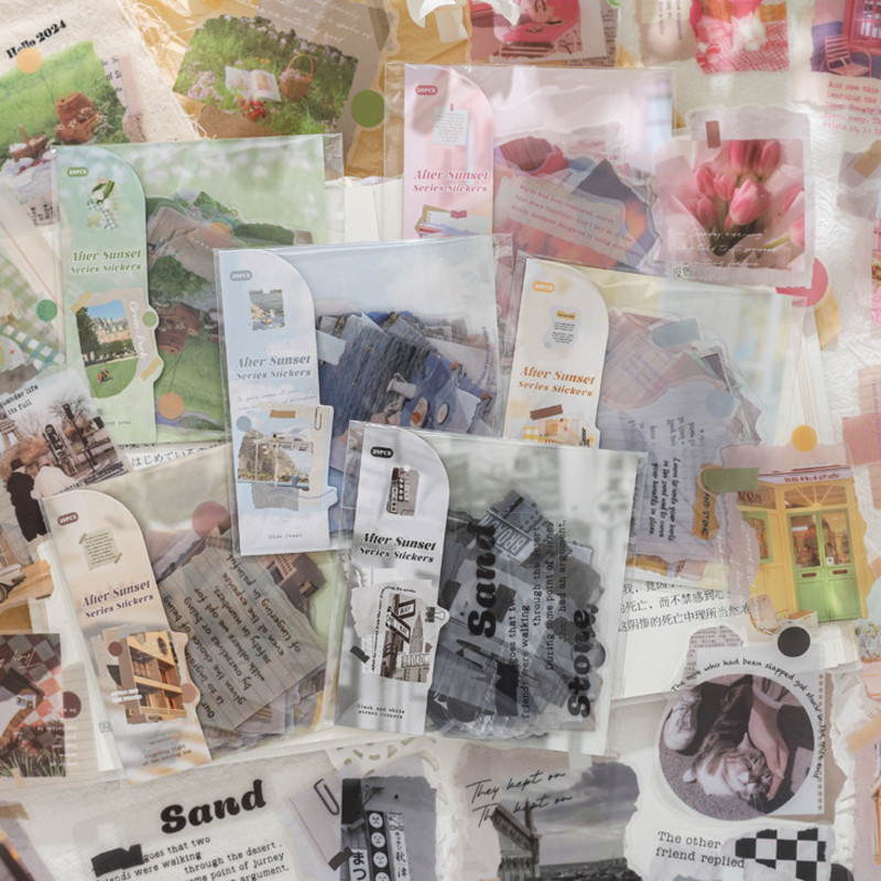 

Mr. Paper 6 styles 20pcs/pack sunset afternoon series collage stickers handbook DIY material decoration