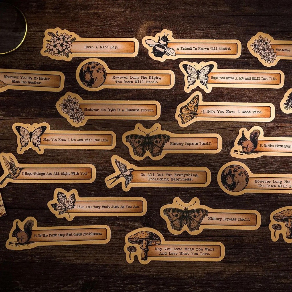 

Journamm 30pcs/pack English Sentence Decor Stickers Kraft Paper Materials DIY Scrapbooking Collage Stationery Vintage Stickers
