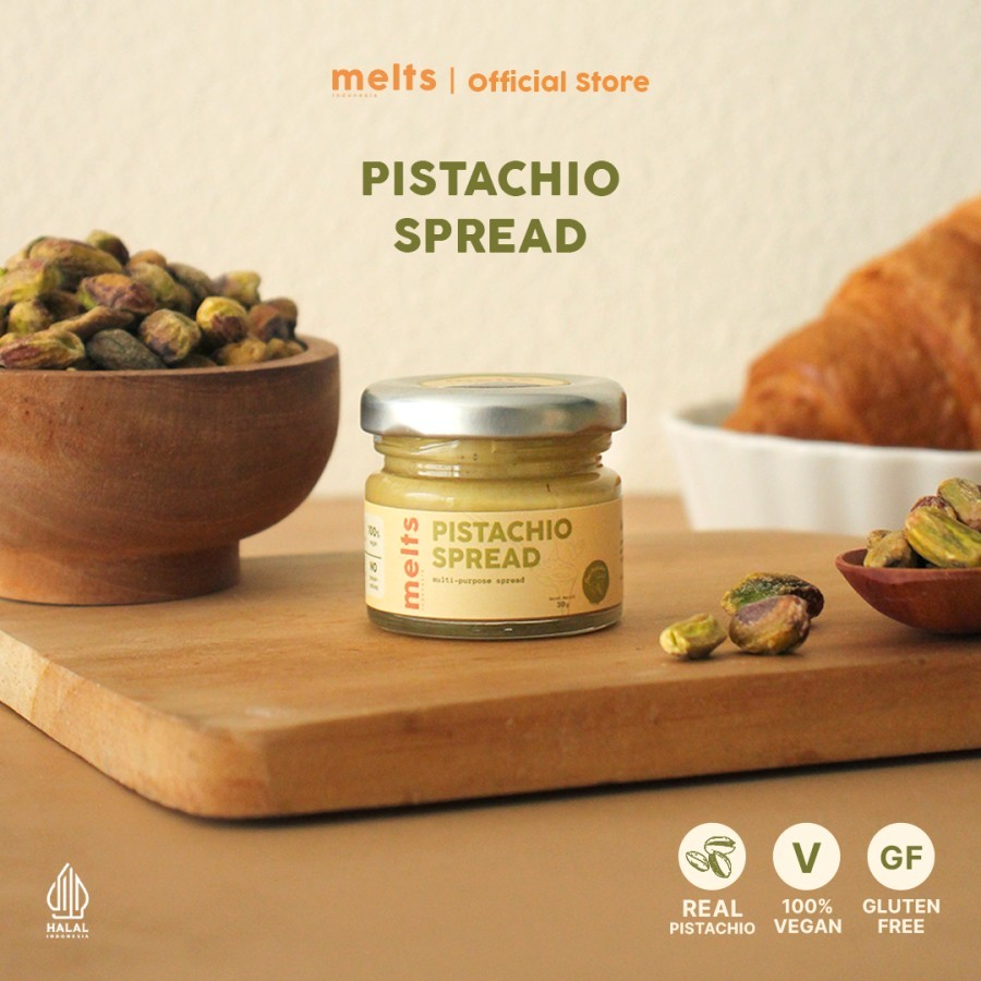 

Melts Pistachio Spread - Selai Kacang Plant Based VEGAN ( Glass Jar 30gr )