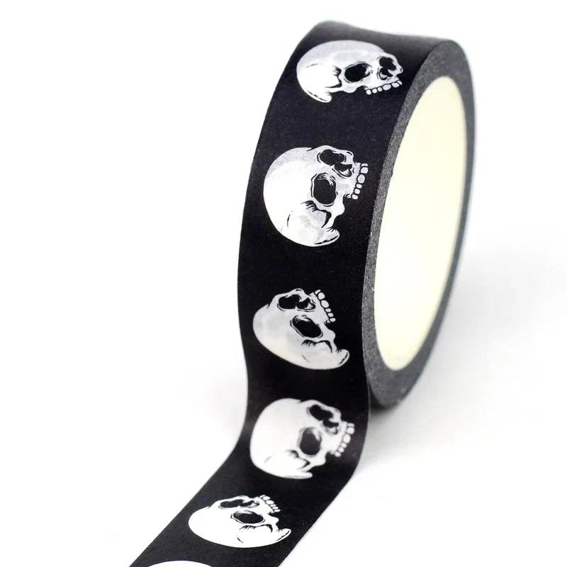 

NEW 1PC 10M Decor Halloween Black and White Skull Washi Tape for Scrapbooking Journaing Adhesive Masking Tape Cute Stationery
