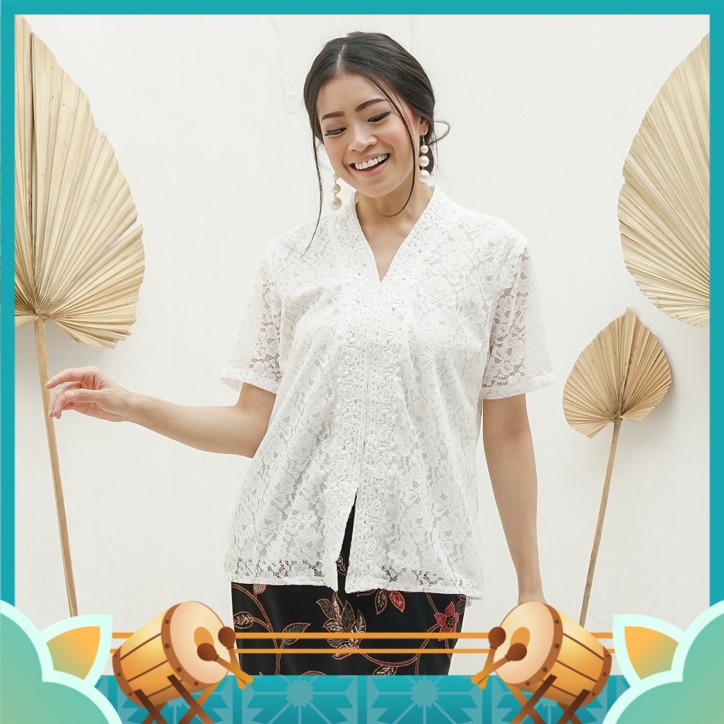Kebaya Wanita Murah Kekinian Keren Modern / IBUKEBAYA - KEBAYA ENCIM LENGAN PENDEK FULL BRUKAT RENDA