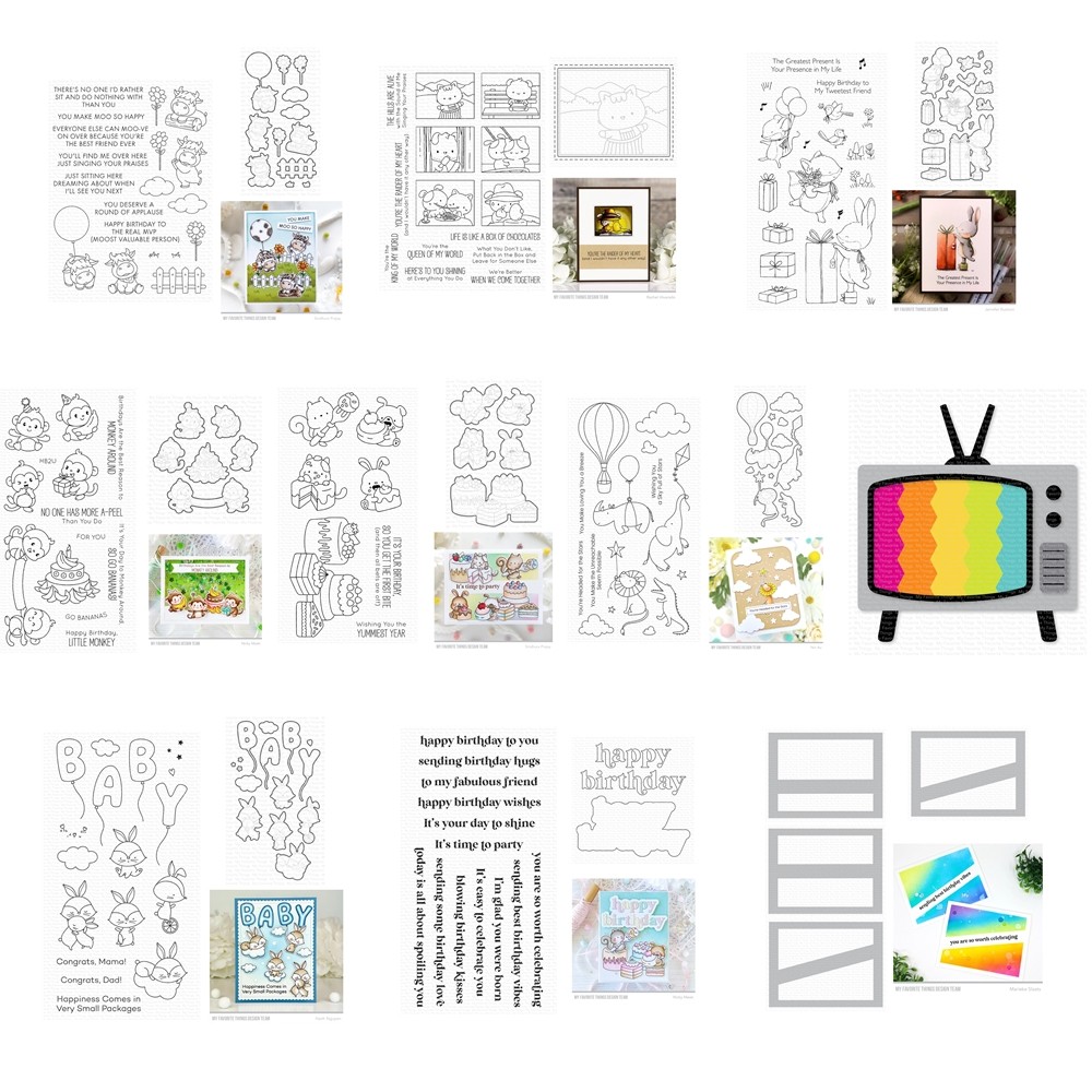 

February 2024 Release Monkey Bunny Friendship Happy Birthday Cutting Dies Clear Stamps Stencils Scrapbooking Frame Card