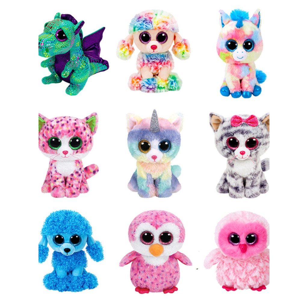 15cm Ty Beanie Cinder Rainbow Unicorn Cat Dog Owl Big Eyes Stuffed Plush Toy Animal Doll Children Ha