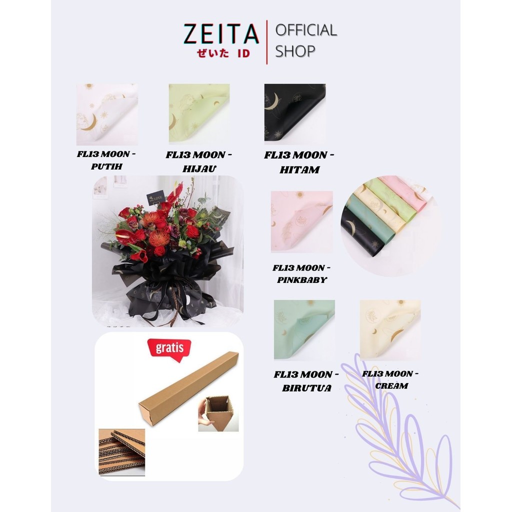 

Zeita - (5 LEMBAR) - FL13 MOON Kertas Bunga Paper Buket Motif Bulan Modern Florist Cellophane