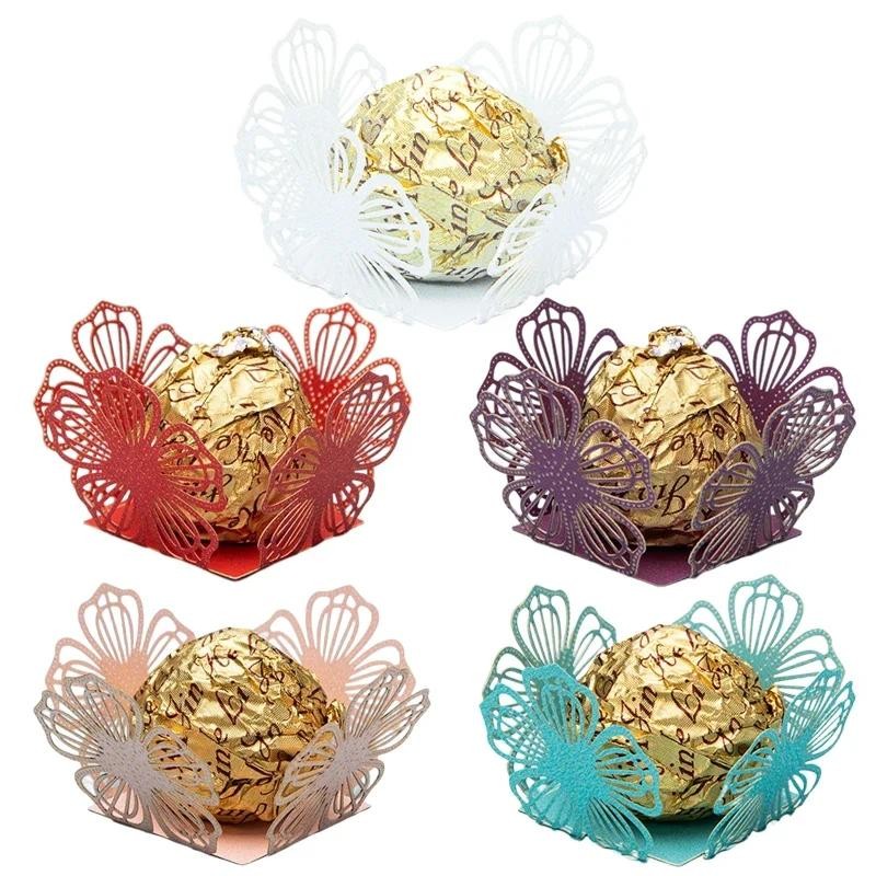 

50pcs Flower Laser Cut Mini Paper Box Chocolate Candy Wrappers Boxes Birthday Wedding Party Favor Baby Shower Party Supplies