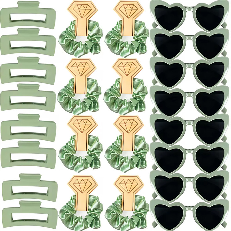 

6/8sets Wedding Heart Shape Sunglasses Hair Ties Scrunchies Hair Clips Bridal Shower Bridesmaid Gift Bachelorette Party Supplies