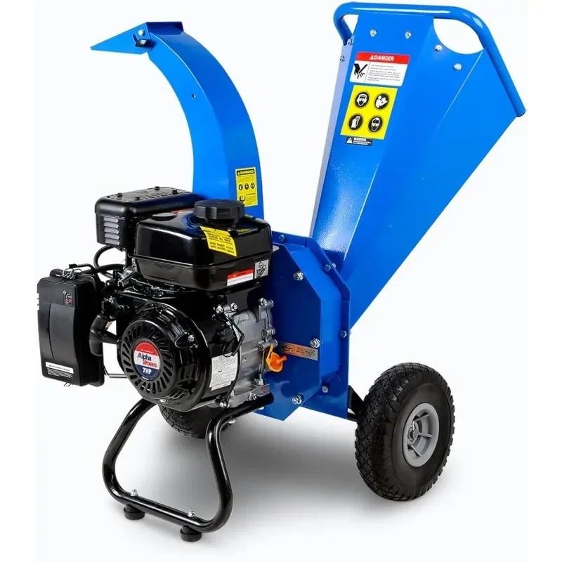 Mini Wood Chipper Shredder Mulcher Heavy Duty 7HP Compact Design 3" Inch Max Capacity