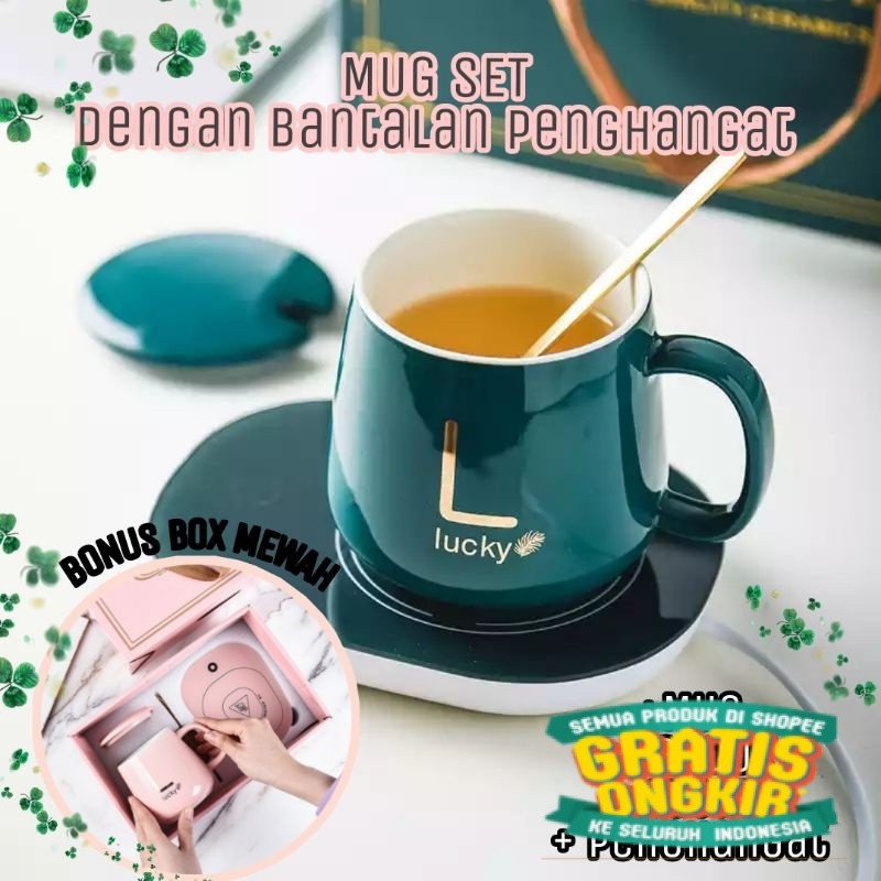 

Cangkir Gelas Mug Keramik Set Penghangat Portable Kopi Susu Alas Pemanas Elektrik Paket Hampers Gift box Warmer Susu/ keluarga oleh oleh