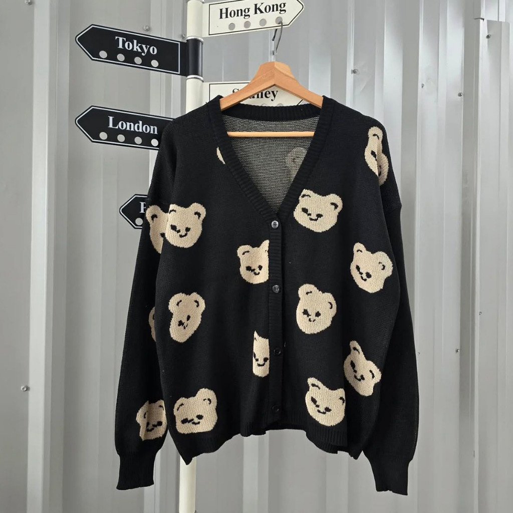 SWEATER WANITA / HONEY BEAR KNIT / SWEATER RAJUT / OUTER RAJUT WANITA | Artha Beauty