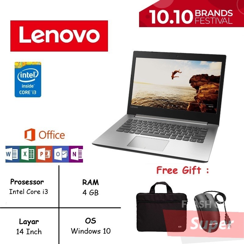 LAPTOP LENOVO IDEAPAD INTEL CORE I3 SLIM RAM 8GB SSD 256GB