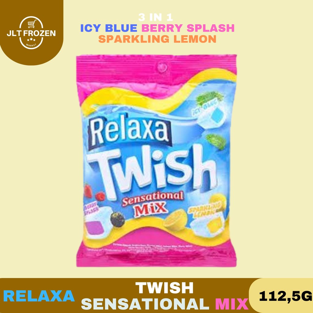 

Relaxa Twish Sensational Mix / Sparkling Lemon / Icy Blue / Berry Splash / Permen Relaxa / Permen Empuk / Permen Kunyah 112,5g