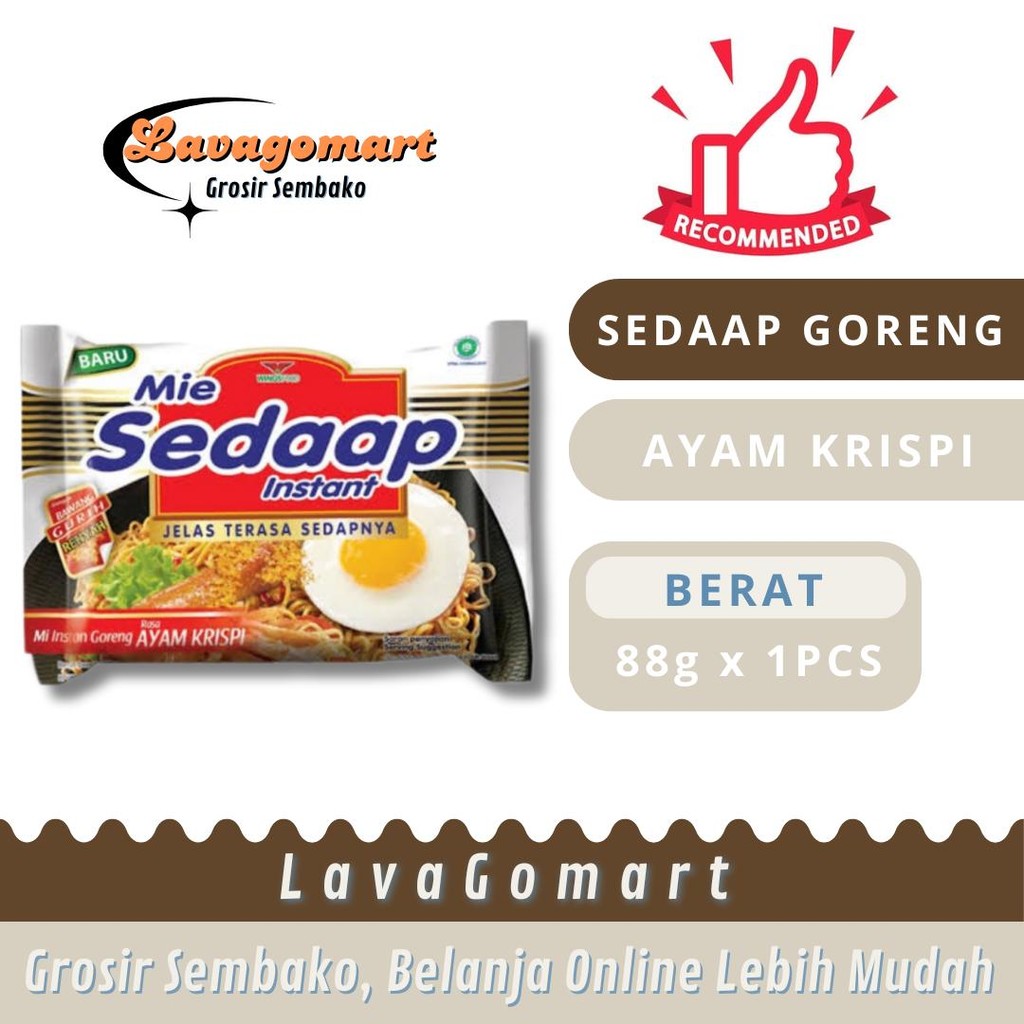 

SEDAAP MIE GORENG AYAM KRISPI 88g - 1 PCS - LAVAGOMART - BANDUNG