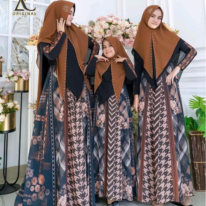 Alesha gamis syari couple mom n kids by ac original - Kid 2, Coklat