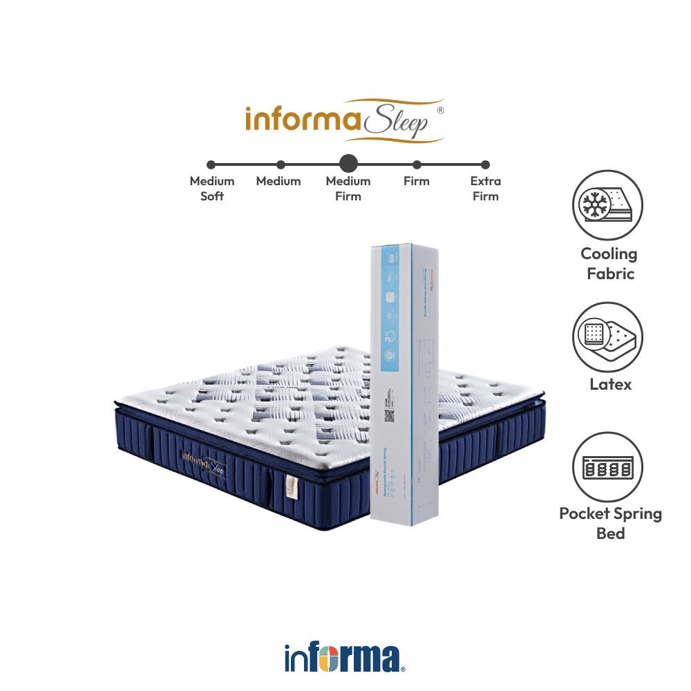 Informa Sleep 200x200x32 cm Collins Kasur Pocket Springbed In Box Mattress Matras Kasur Tidur Perlen