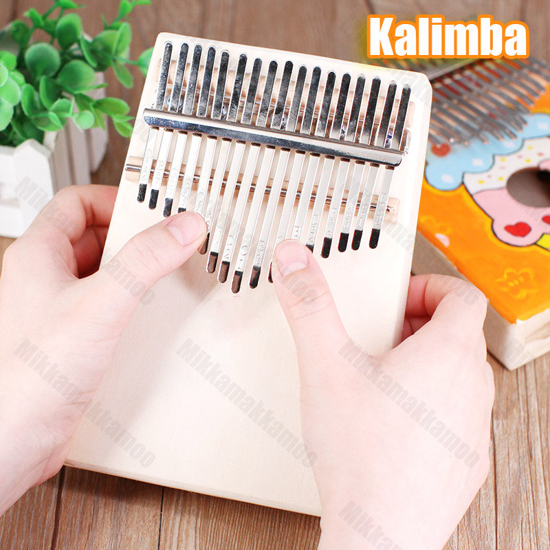 Kalimba 17 Kunci Thumb Piano Kayu Alat Musik Tradisional dengan Palu Penyetelan dan Buku Panduan