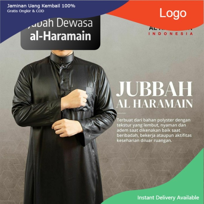 Jubah Al Haramain Dewasa / Jubah Pria Gamis Pria + GRATIS PECI RAJUT - Abu tua , 56/22