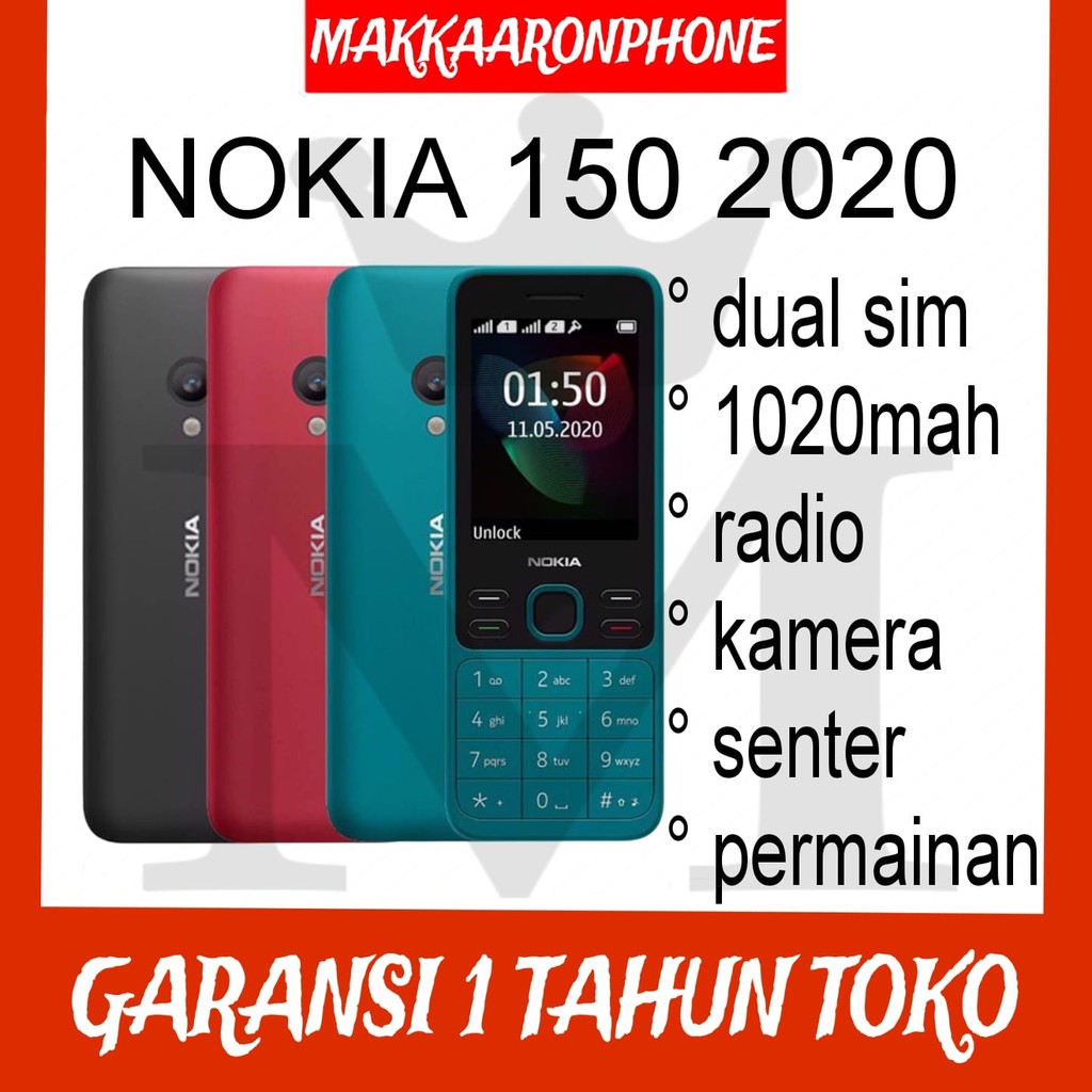 HP NOKIA 150 2020 (BARU) [GARANSI 1 TAHUN] Kamera, Memori, Musik, Radio, Senter,  Dual SIM | Baterai