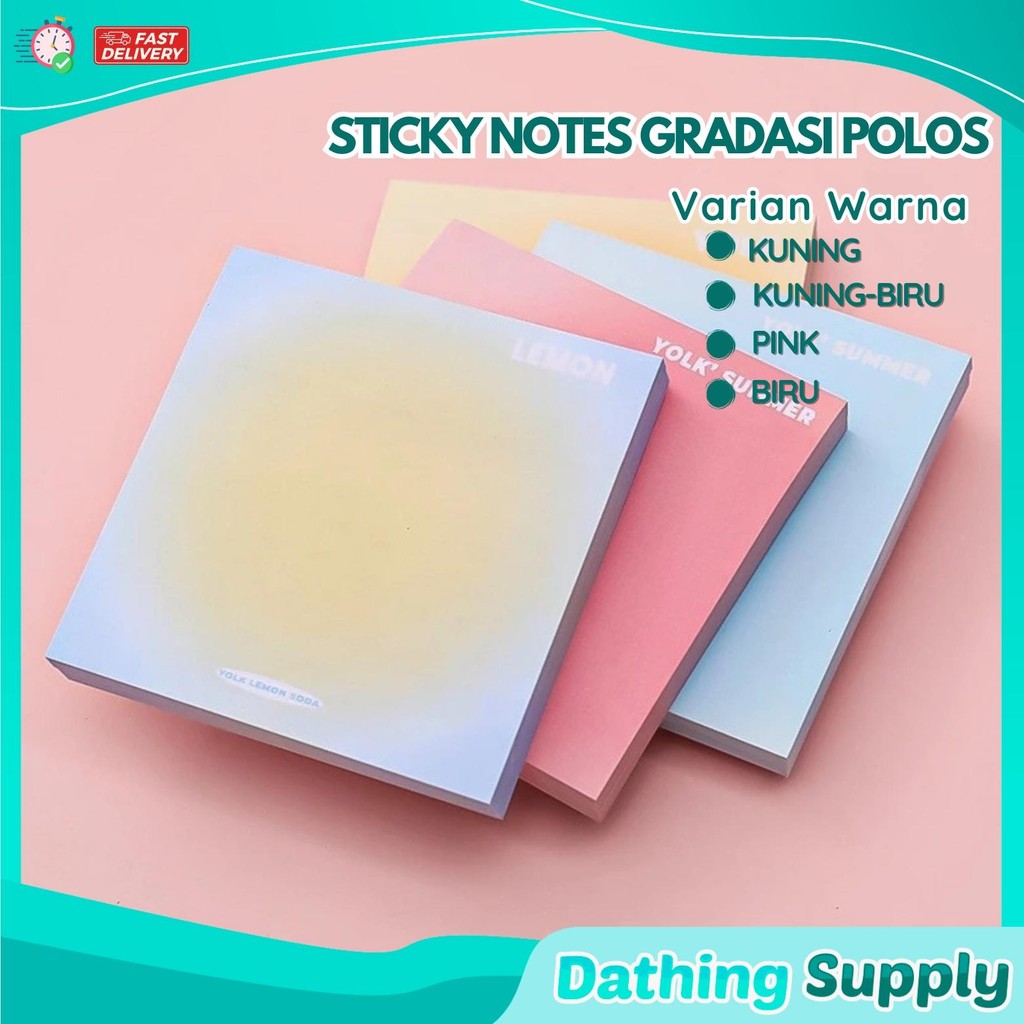 

Sticky Notes Gradasi Polos 50 Lembar Memo Tempel Gradasi Warna-Warni 50 Lembar Lucu Tempelan Kertas Catatan Memo Bookmark Notepad Alat Tulis Kantor Sekolah