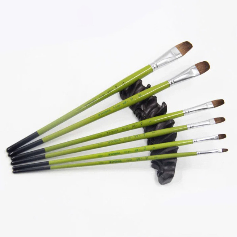 

6Pcs/Set Fresh green Birch rod Artist weasel Hair Paintbrush Acrylic Paints Water color brush Gouache Paint Brushes Art Supplies