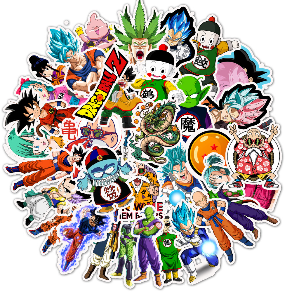 

50pcs Dragon Ball Stickers Anime Cartoon Laptop Phone Guitar Skateboard Decoration Graffiti Sticker Book Kids DIY Decal Gift Toy