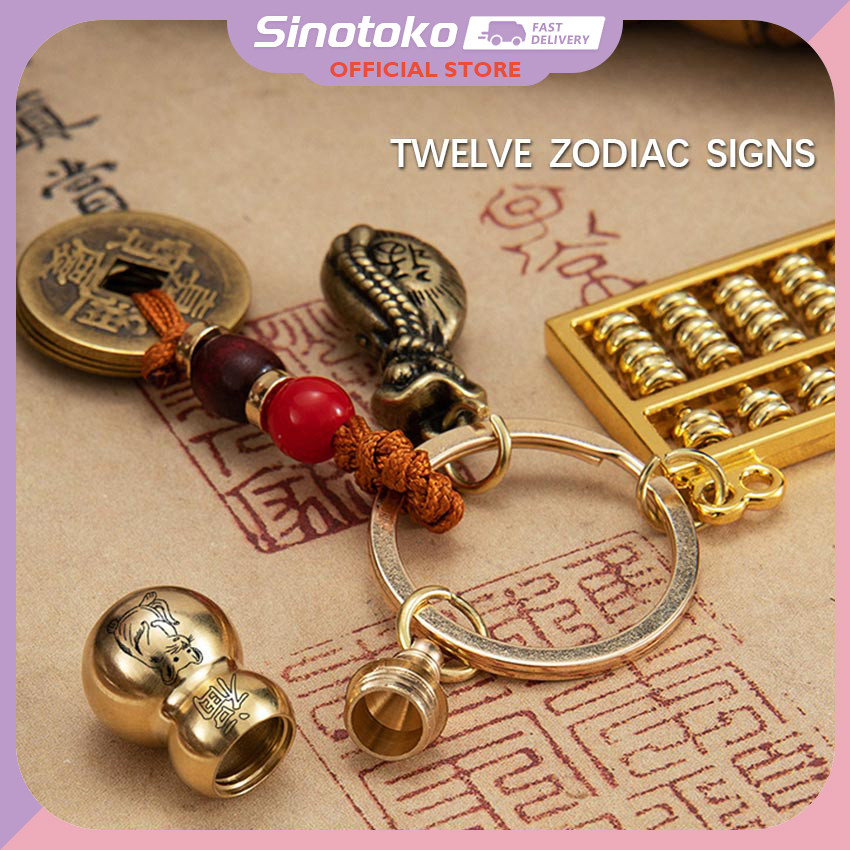 Gantungan Kunci Sempoa Zodiak Cina / Gantungan Kunci Sempoa Zodiak Logam / Gantungan Kunci Hadiah Ke