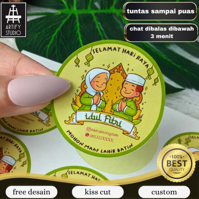 

Artify 5-8 Cetak Sticker Label Bulat Idul Fitri Stiker Lebaran Toples Label Kue Kering Cookies