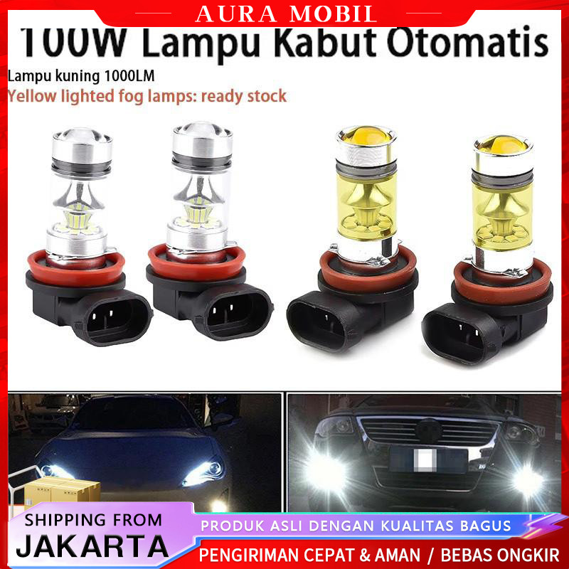 2pcs Mobil Led Lampu Kabut Led H11 H8 4300K 100W 1500LM Super Terang Warna Kuning PUITH Lampu Led Su
