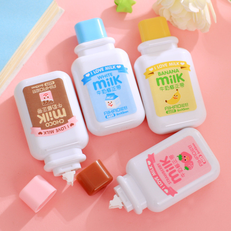 

Milk Bottle Portable Correction Tape Kawaii White Out Corrector Promotional Gift Stationery Student Prize School Office Supply
