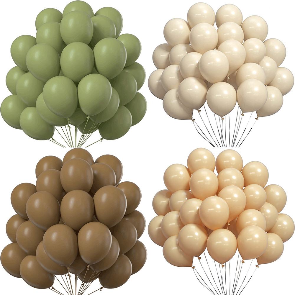 

10/20/30pcs Retro Green Balloons Brown Skin Sand White Latex Helium Balloon Birthday Party Wedding Graduation Baby Shower Decor