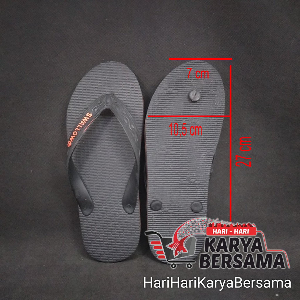 SANDAL SWALLOW HITAM DIAMON UKURAN 10.5 WARNA RANDOM