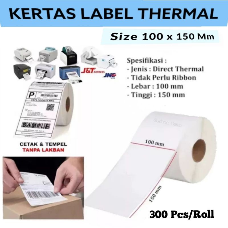 

DRIO LABEL KERTAS THERMAL 100x150 Mm ISI 300 LEMBAR STICKER RESI AWD DIRECT