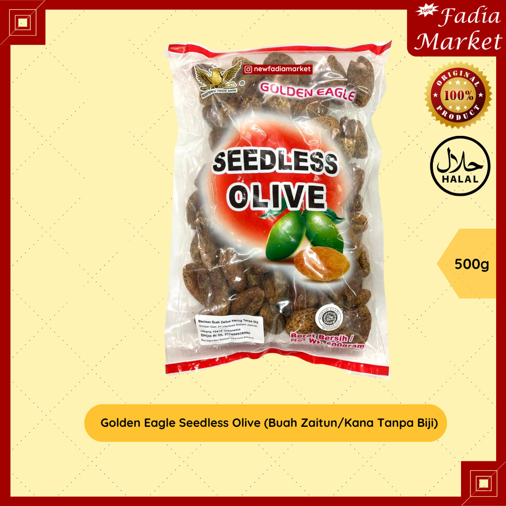 Golden Eagle Seedless Olive Manisan Asinan Buah Kana Zaitun Tanpa Biji 500g
