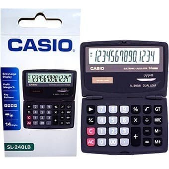 

KALKULATOR LIPAT DUAL LEAF CASIO SL-240LB ORIGINAL / CALCULATOR BERGARANSI 14 DIGIT