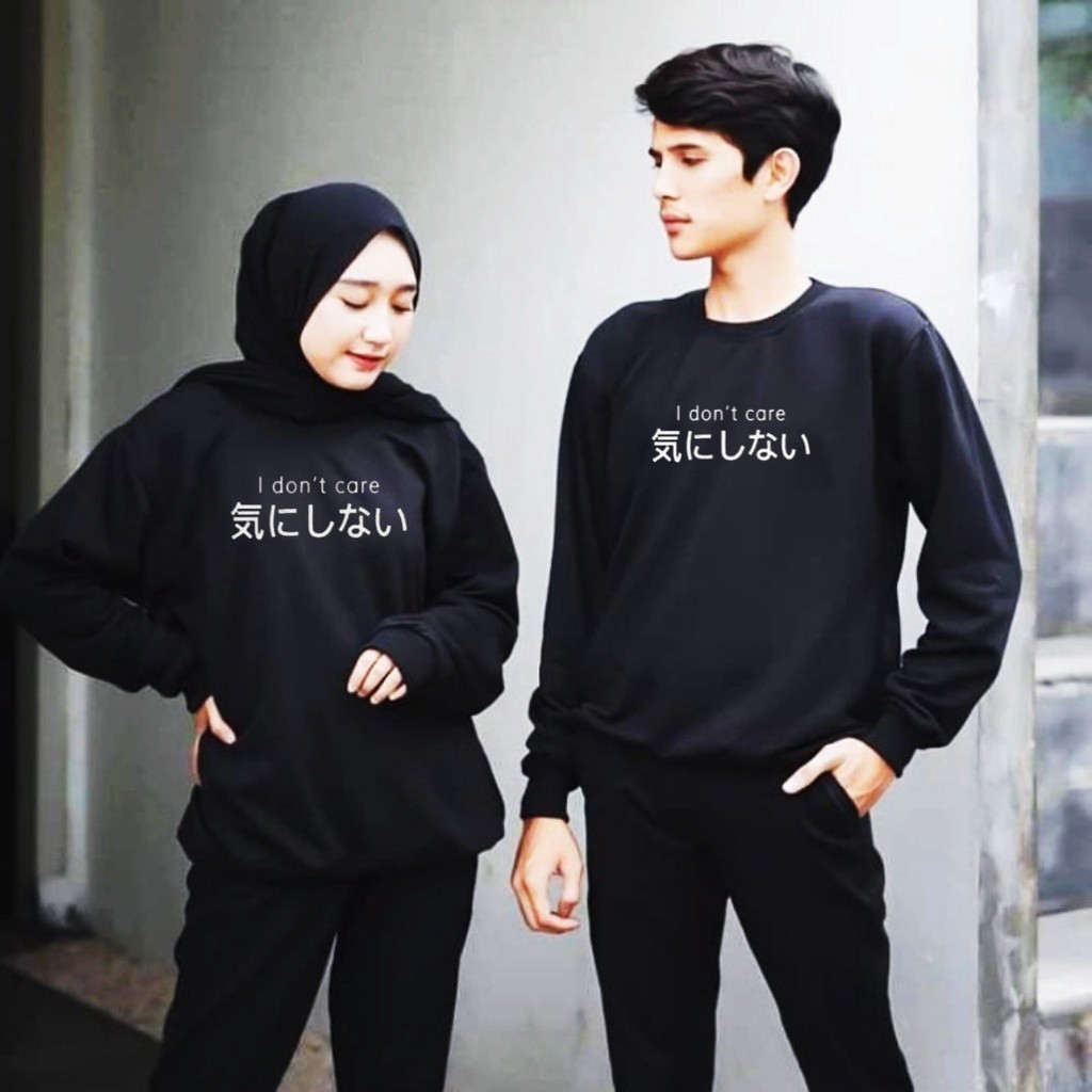 Baju Lengan Panjang Wanita Logo I DONT CARE/Baju Kaos Distro COUPLE Kekinian keren/Baju Lengan Panja