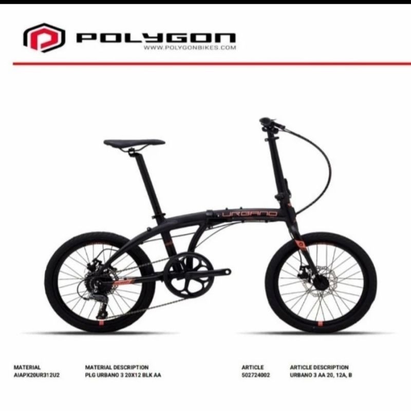 sepeda lipat polygon urbano 3 20"
