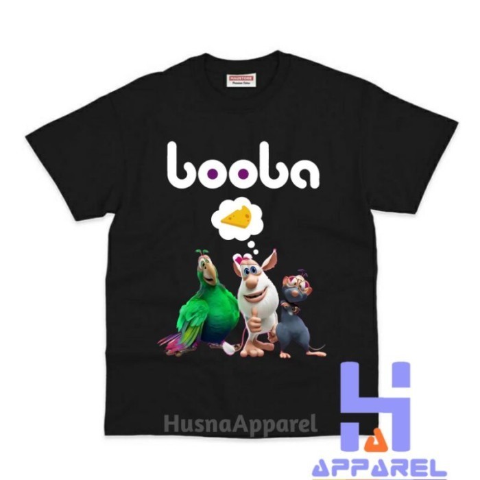 BAJU ANAK KAOS ANAK BOOBA KARTUN - Hitam, S