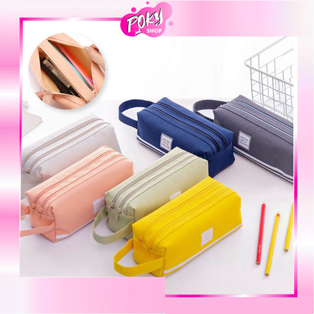 

POKY - S5943 Kotak Pensil Dan Stationery Dual Zipper / Tempat Alat Tulis Perlengkapan Sekolah 2 Sisi / Kotak Pensil 2 Pouch