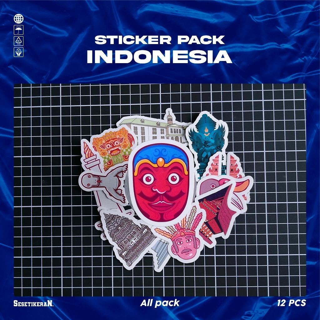 

COD✨ Sesetikeran Stiker Pack Indonesian Colorfull Keren Untuk Koper Laptop Skateboard