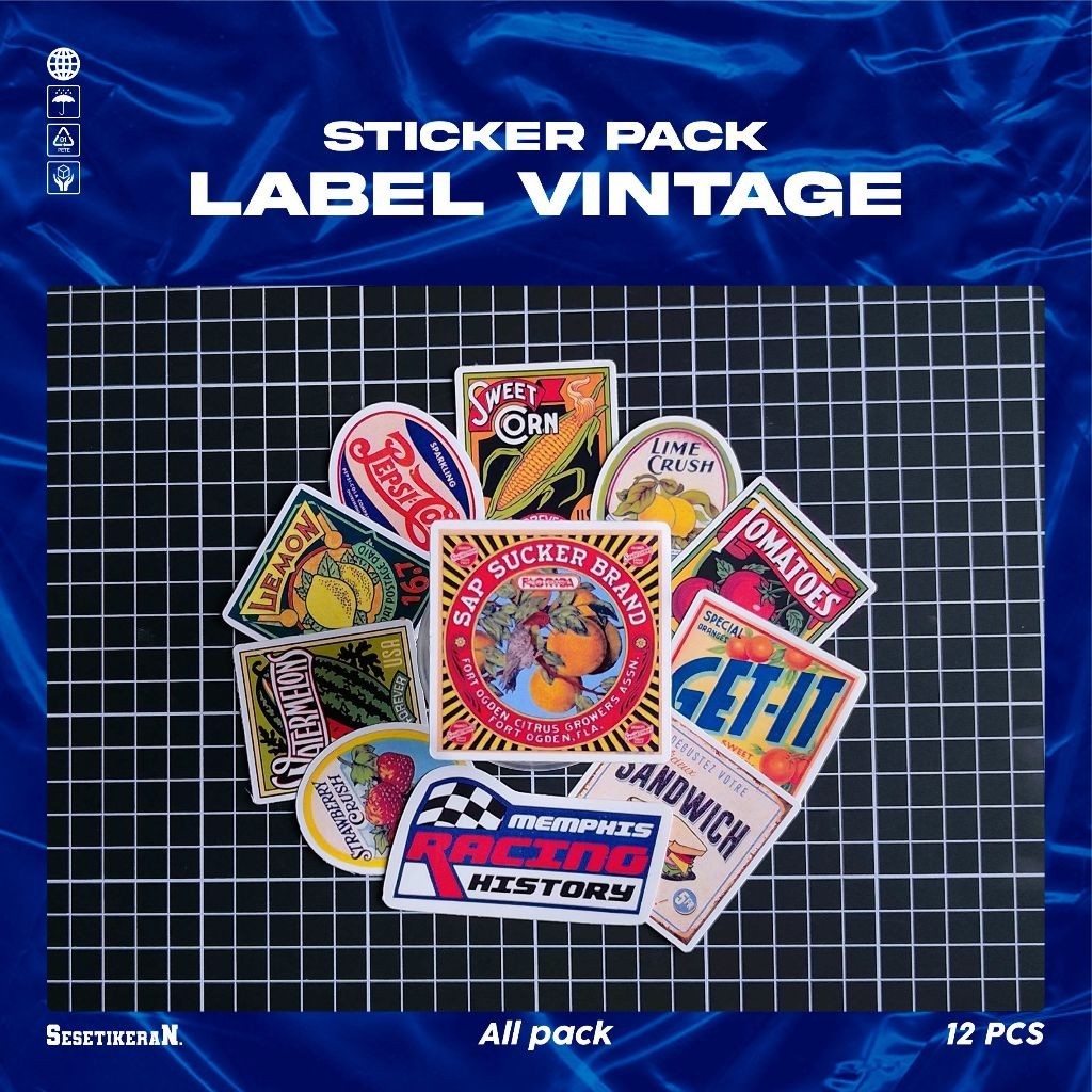 

COD✨ Sesetikeran Stiker Pack Label Vintage Lucu Colorfull Keren Untuk Koper Laptop Skateboard