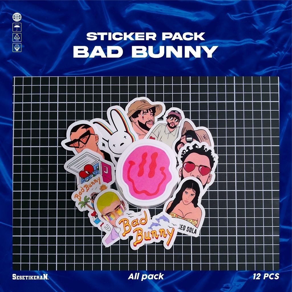 

COD✨ Sesetikeran Stiker Pack Kartun Bad Bunny Colorfull Keren Untuk Koper Laptop Skateboard