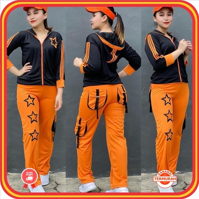 Set Olahraga Murah Bahan Premium Kekinian / Set Baju Senam Bintang Double Indoor Outdoor Zumba Aerob