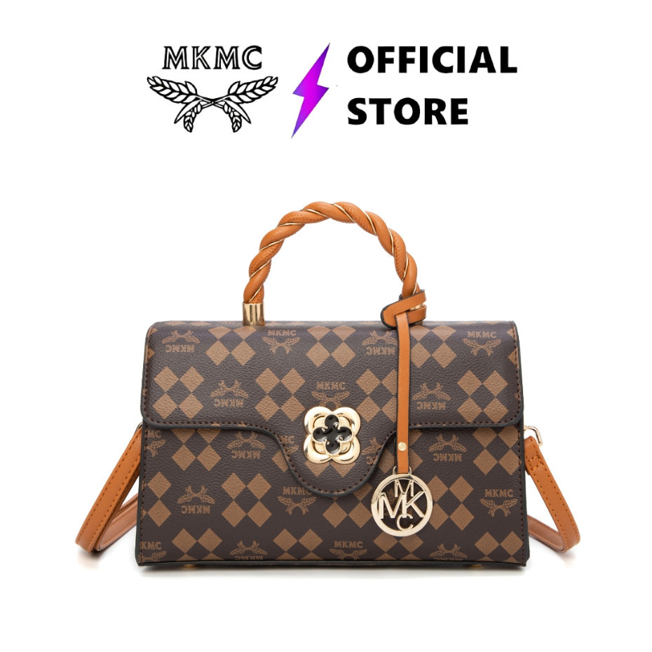 Original MKMC Tas Selempang Import Medium Top Handle Bag Wanita Kondangan Kulit Motif Elegant Sling 