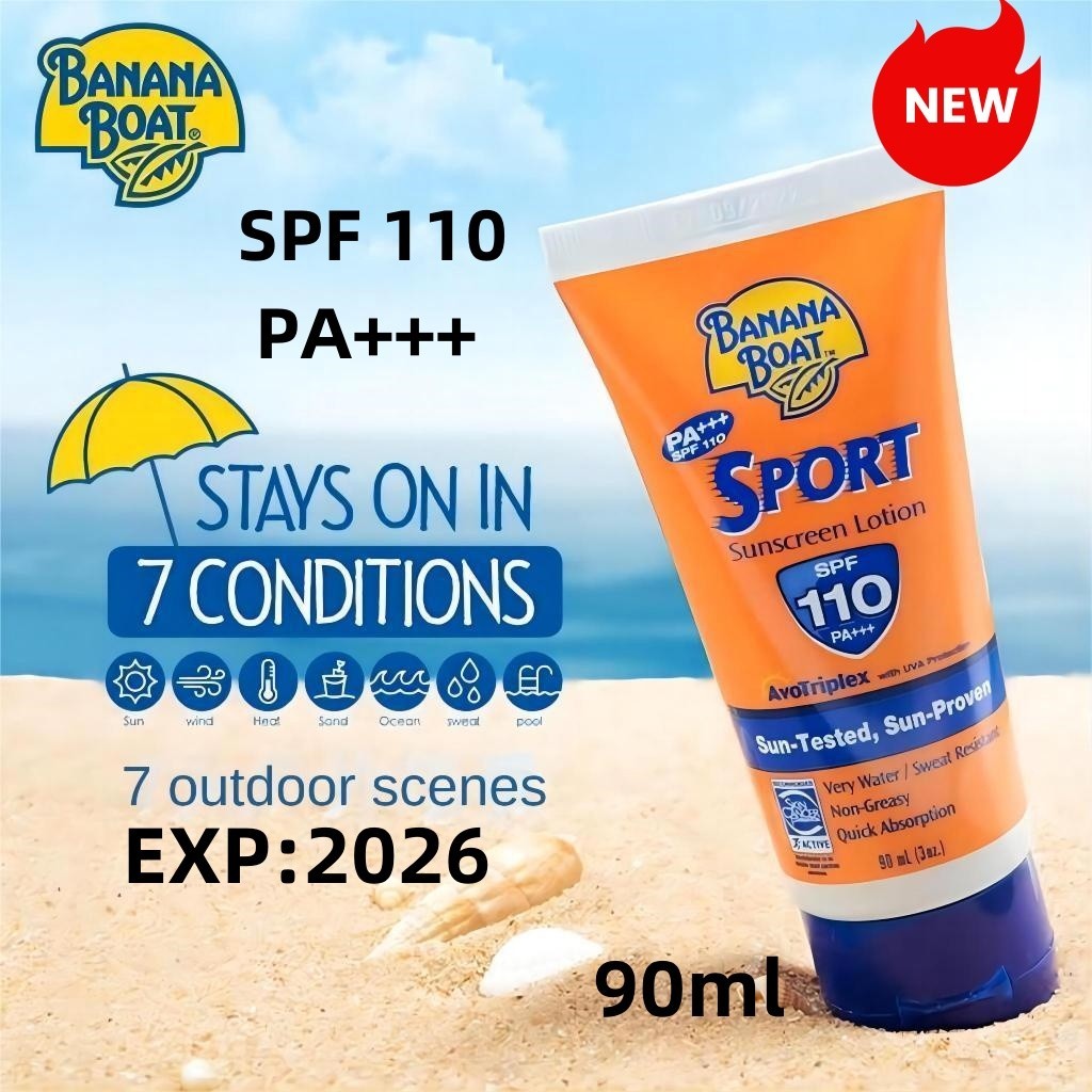⭐️COD&amp;BPOM⭐️Banana Boat Sunscreen 90ML / Banana Boat Sport Sunscreen SPF 110 PA+++ / Banana Boat Sunblock / Tabir surya 12 jam 【EXP:2026】