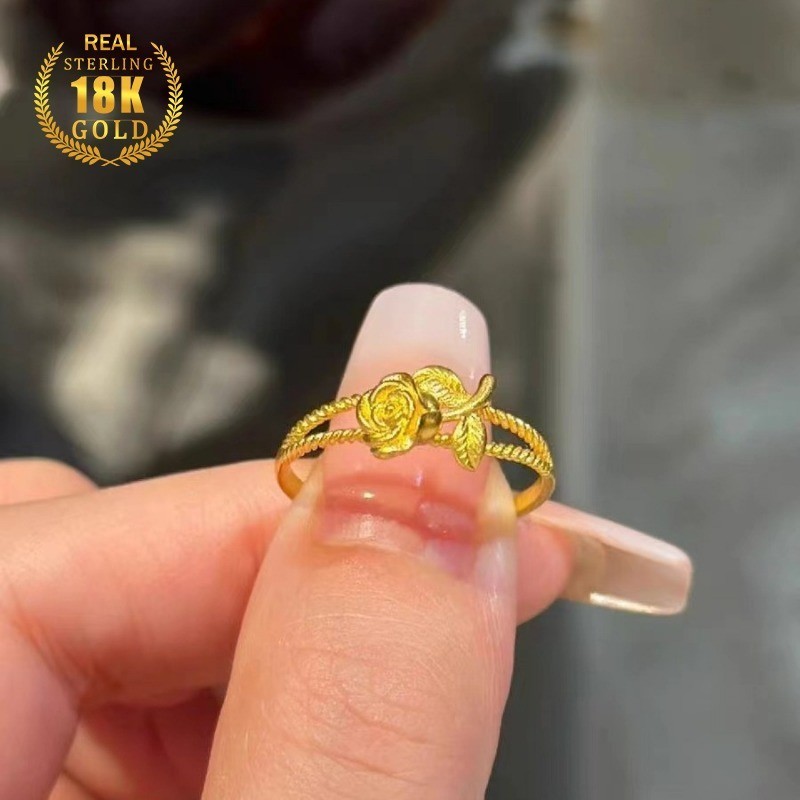 Cincin Mawar Emas 18K untuk Wanita