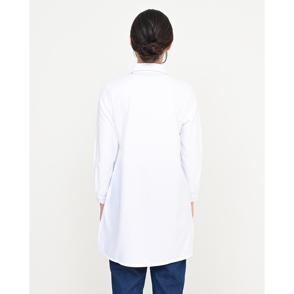 Geulis.id DAILY TUNIC BASIC SERIES TUNIK PUTIH / TUNIK KERJA / KEMEJA KERJA / TUNIK ANTIKUSUT (2 war