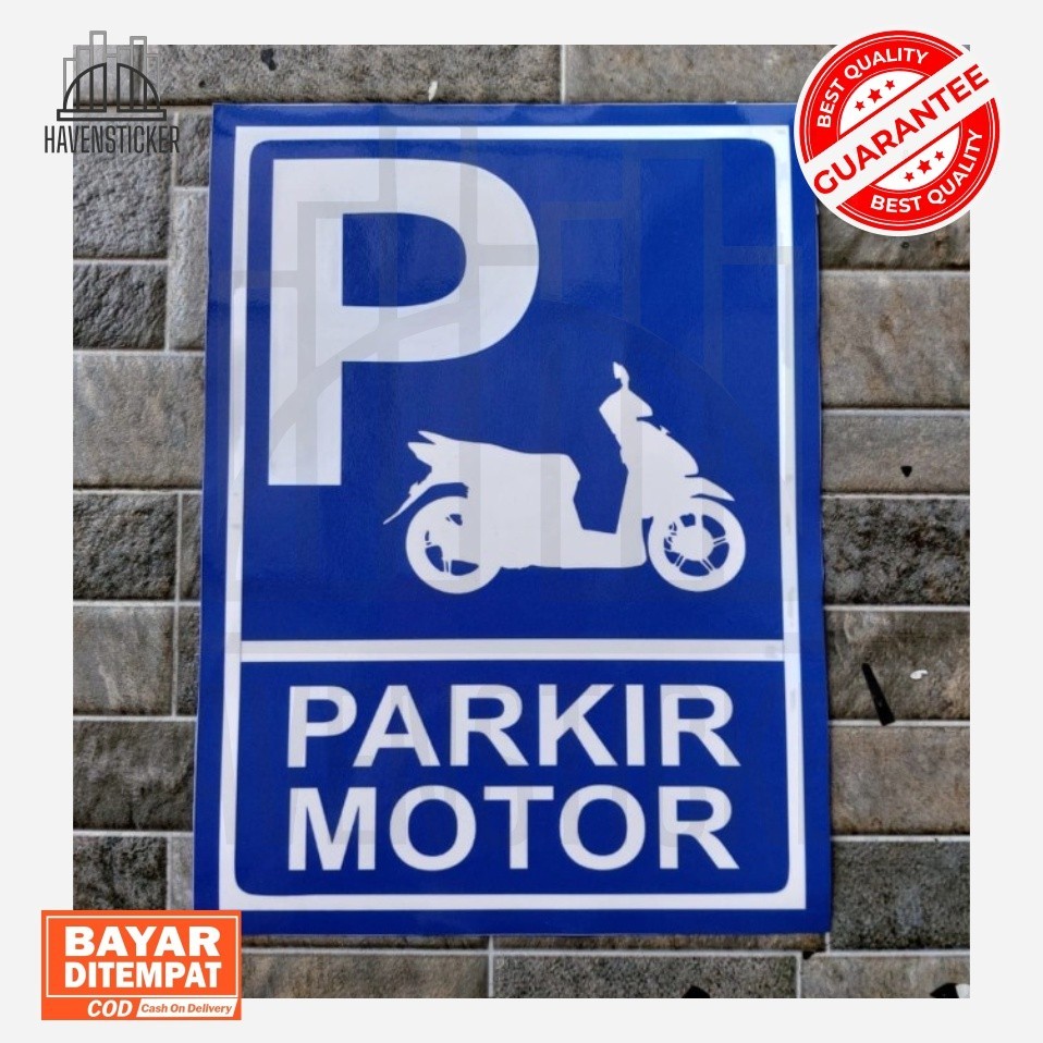 

Stiker Vinyl print Lokasi Tempat Parkir Motor Safety Sign Office Pabrik Mall sudah laminasi anti gores