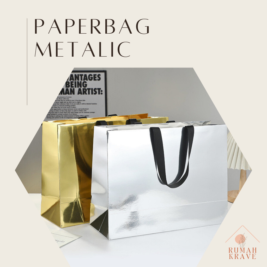 

RUMAH KRAVE - Paperbag Metallic Silver Gold Hologram Goodie Bag