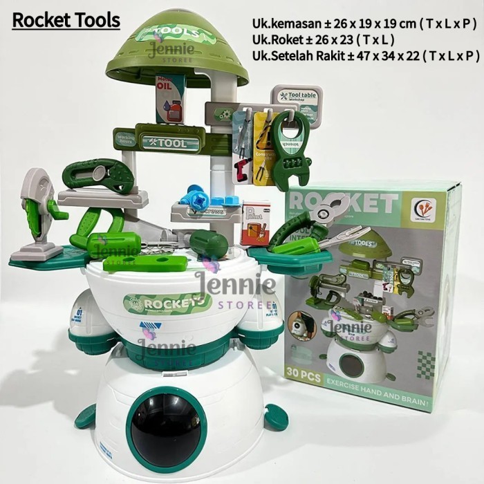 ( Jenniestoree ) Mainan Tools Set Motif Rocket / Mainan Tools Simulation / Mainan Pertukangan Anak