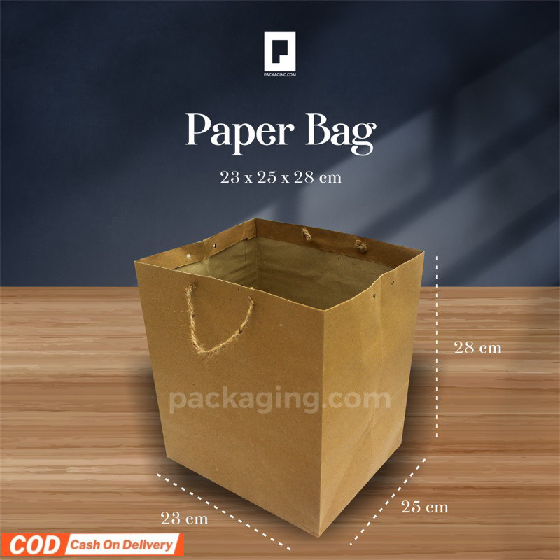 

Paper Bag Polos uk.23x25x28/Kantong Kertas /Tas Kertas untuk kotak uk.23x25x28