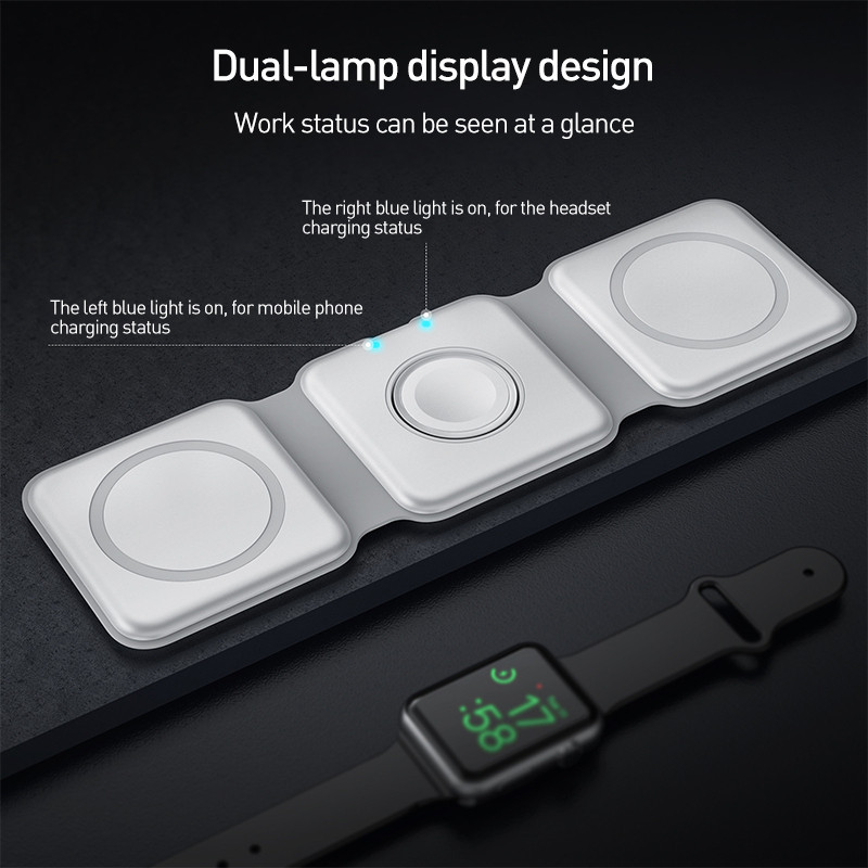 new 3 in 1 magnetic wireless charger pad fast wireless charging dock station foldable portable